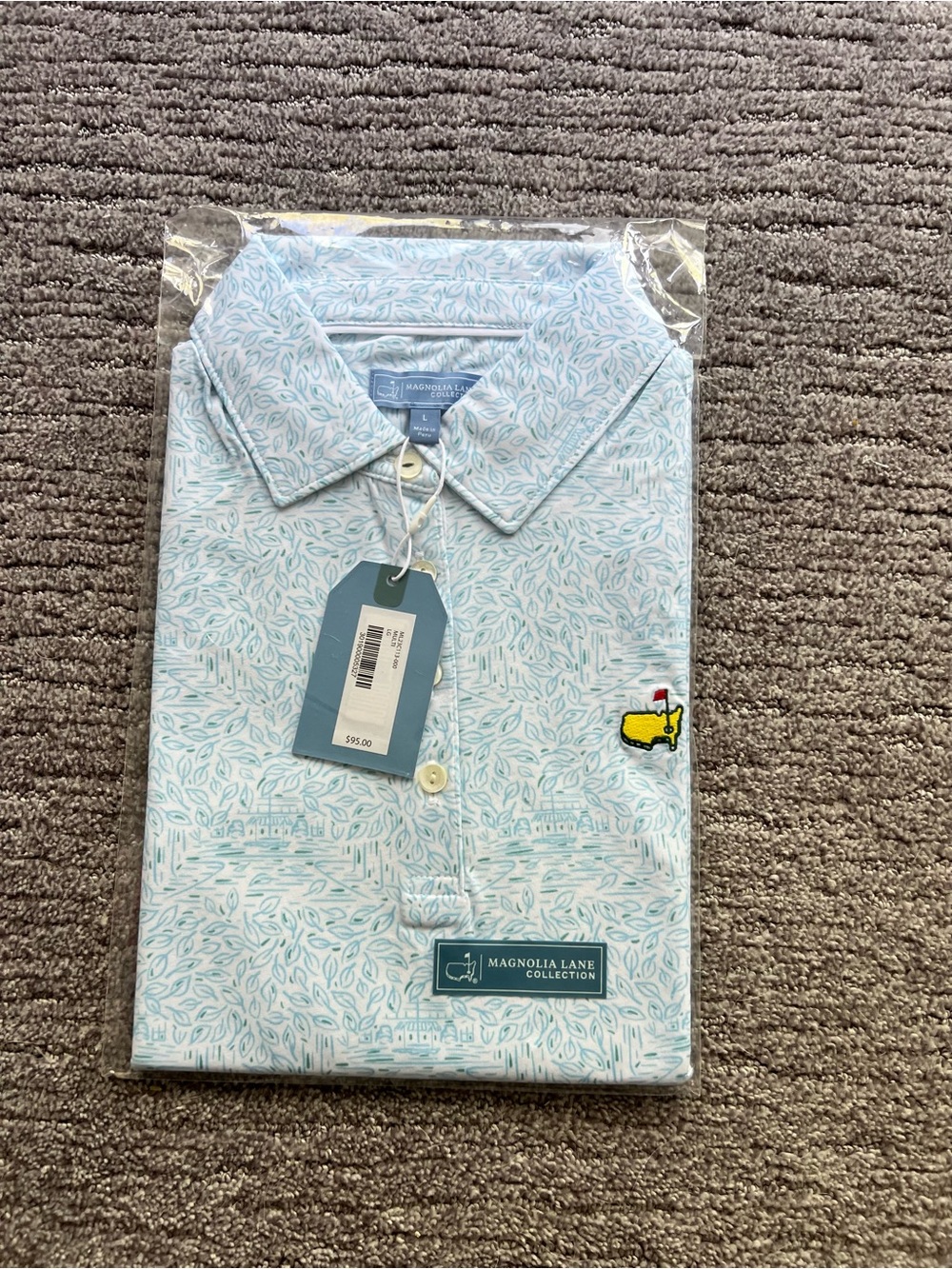 Magnolia Lane Ladies Light Blue Patterned Polo Shirt